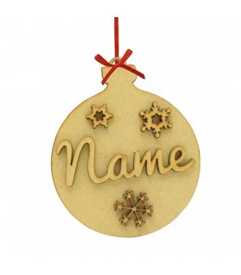 Laser Cut Personalised Christmas 3D Name Bauble - 100mm Size - With Snowflakes
